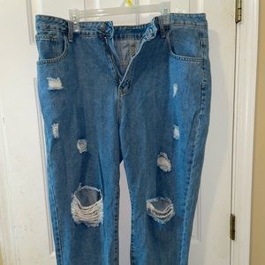 Shein plus size 2xL boyfriend ripped blue jeans